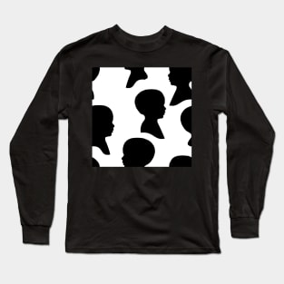 Little Boy Silhouette - Black on White Background Long Sleeve T-Shirt